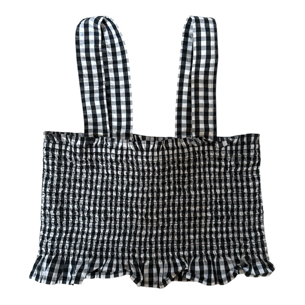 BP Gingham Smocked Tank